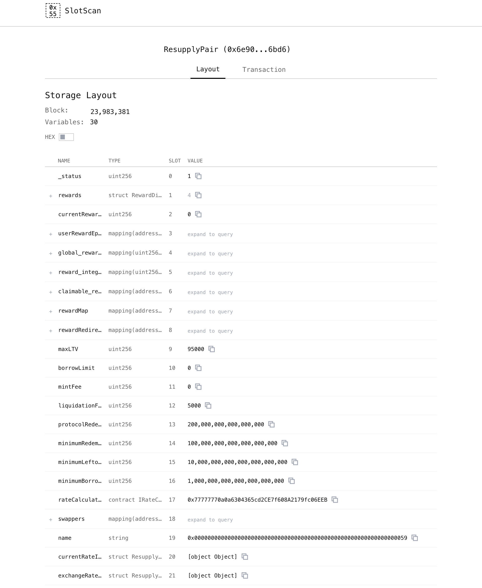 SlotScan layout view